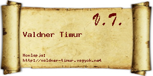 Valdner Timur névjegykártya